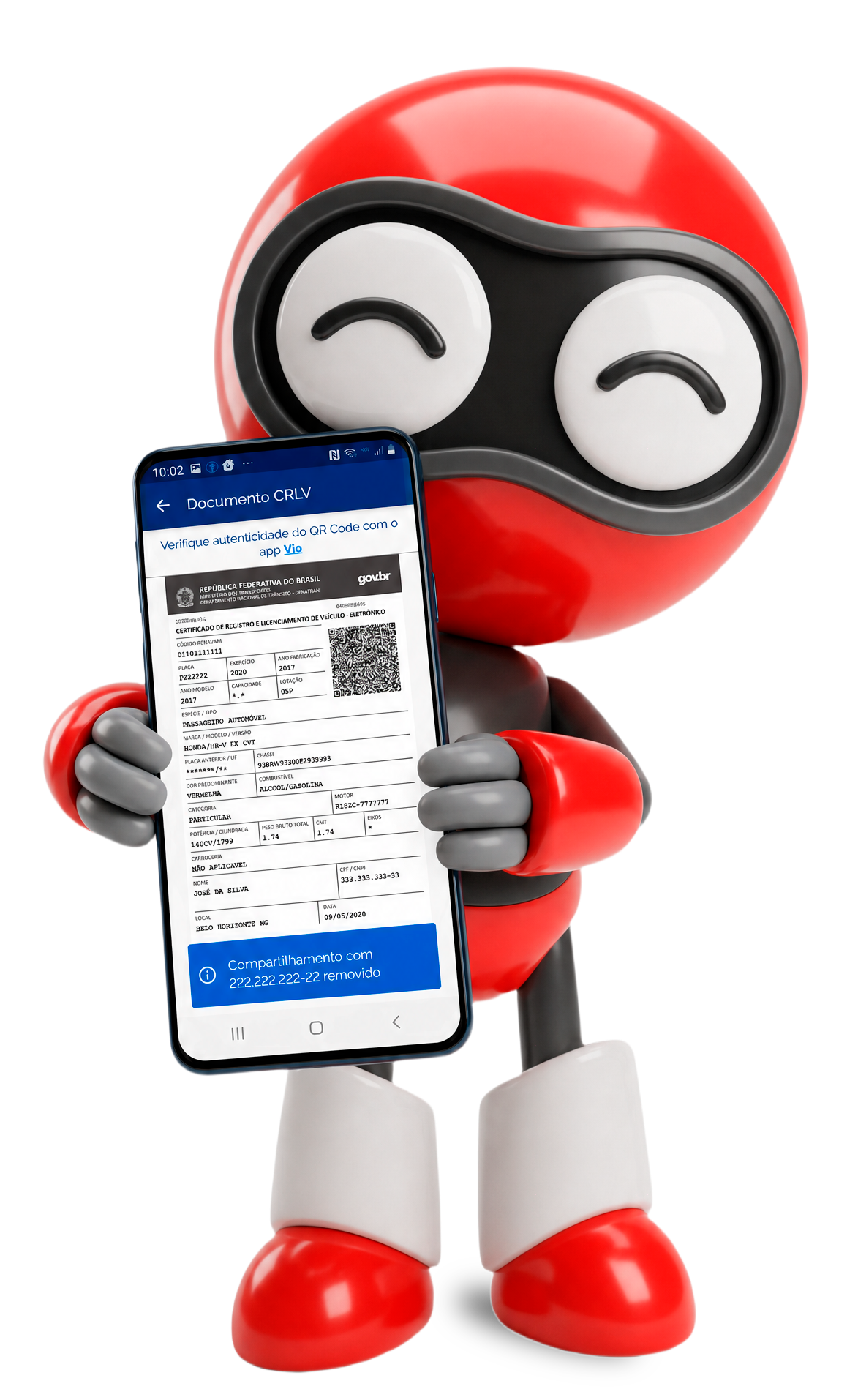 Mascote Auto Visão com CRLV digital