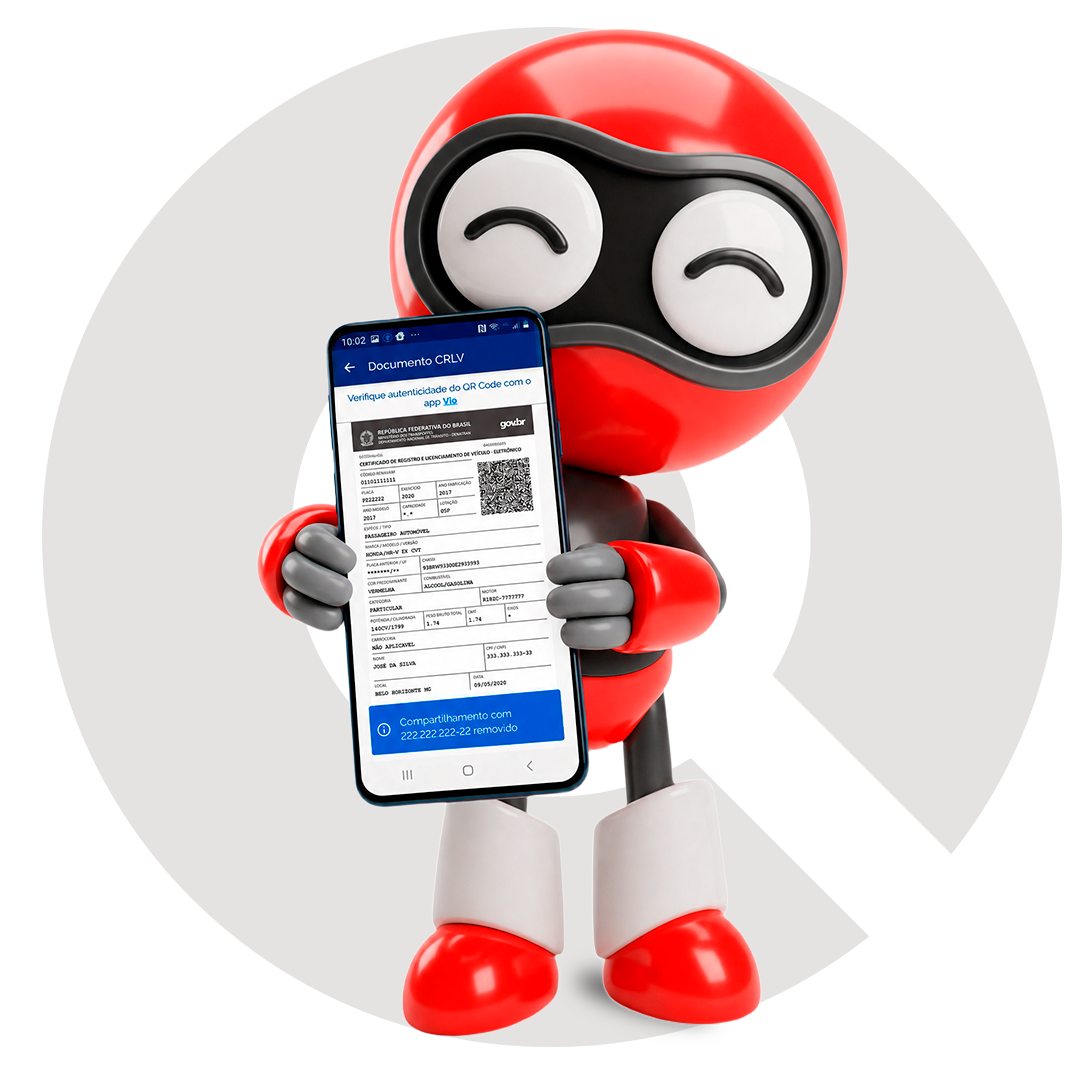Mascote Auto Visão com CRLV digital